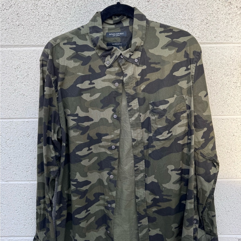 Banana Republic Green Camouflage Shirt